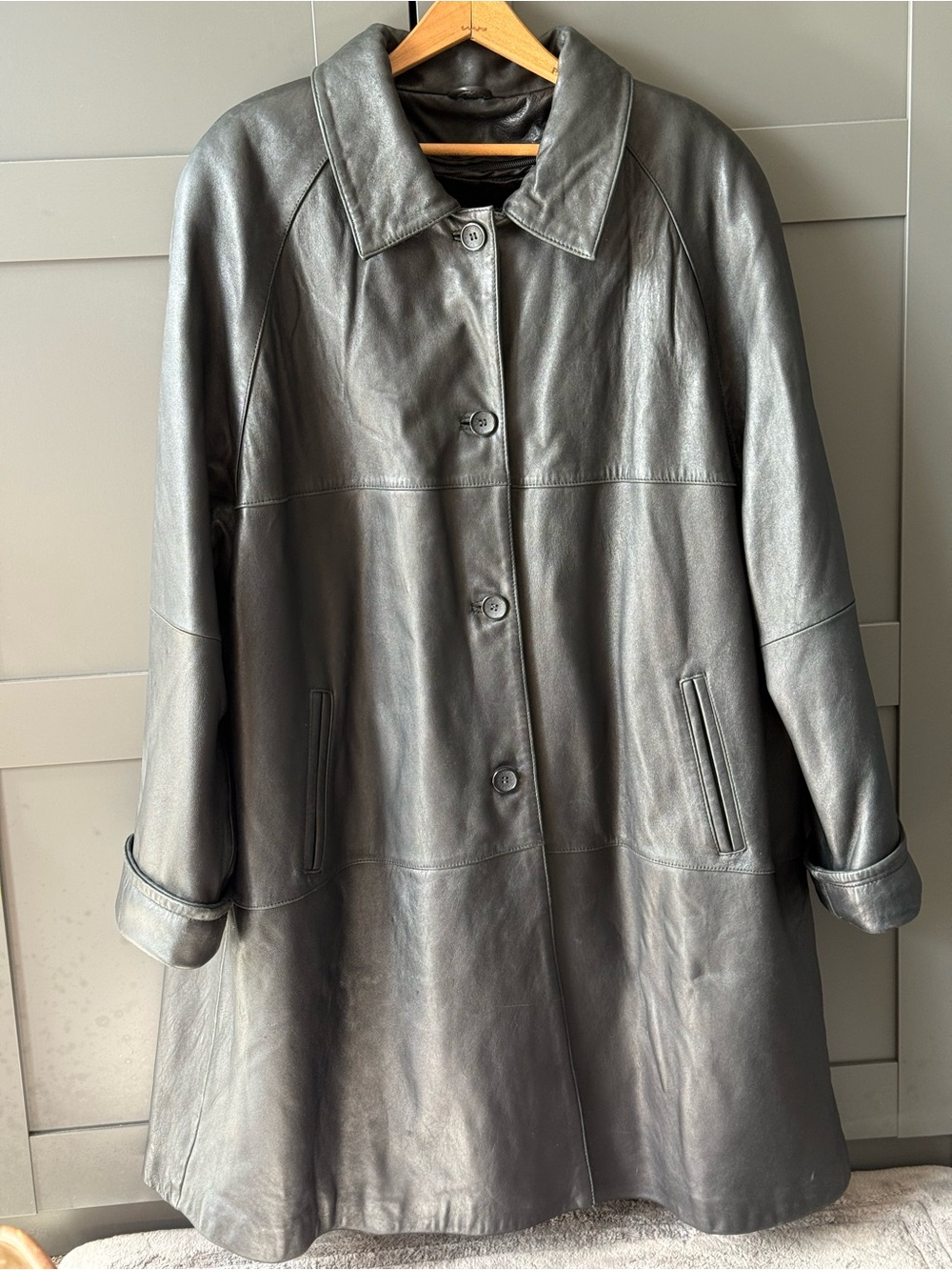Knoles & Carter London super warm lambskin coat XL zip out lining EUC
